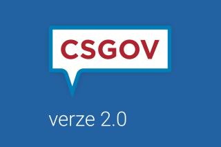 Modrá plocha s logem CSGOV a nápisem verze 2.0